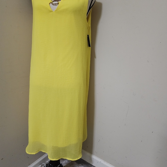 TACERA Sleeveless Flowy Shift Lined Dress sz Large Yellow NWT - Picture 3 of 14